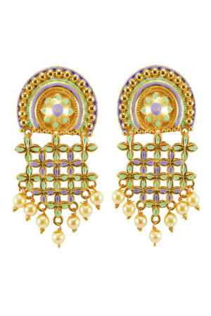 Attractive Green and Purple Earrings