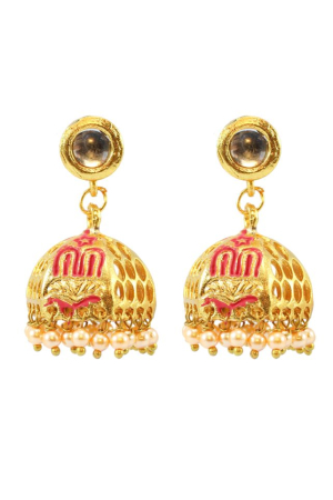 Fashionable Studded Gold Plated Earrings