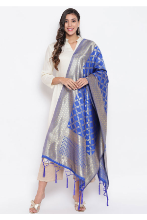 Royal Blue Banarasi Silk Dupatta