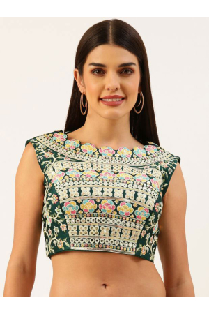 Green Embroidered Silk Blouse