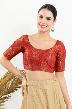 Hot Red Jacquard Blouse