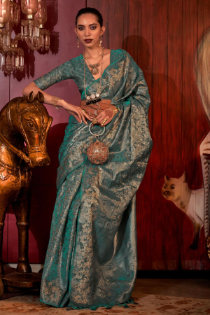 Rama Green Handloom Weaving Silk Saree
