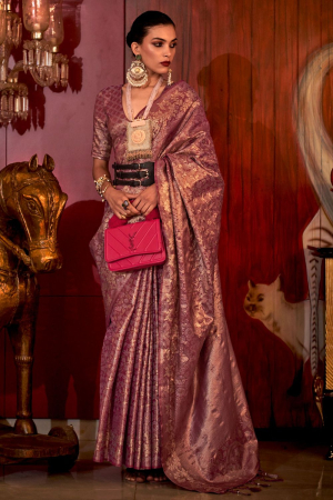 Maroon Handloom Weaving Silk Saree