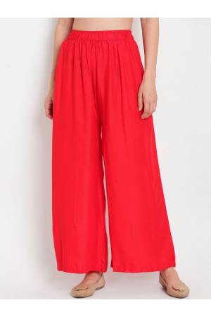 Red Rayon Solid Palazzo