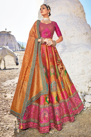 Golden Yellow Wedding Wear Banarasi Silk Jacquard Lehenga Choli Set