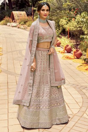 Dusty Pink Designer Bridal Lehenga Choli Set