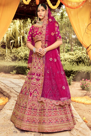 Rani Pink Designer Bridal Lehenga Choli Set