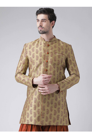 Golden Dupion Silk Plus Size Indo Western Jacket