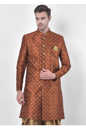 Mustard Dupion Silk Plus Size Indo Western Jacket