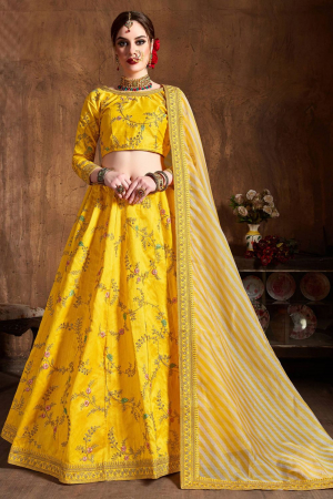 Sunny Yellow Silk Designer Lehenga Set