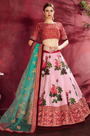 Bollywood Inspired Rose Pink Silk Lehenga Choli