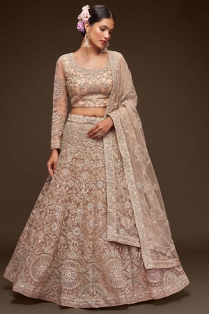 Pink Net Designer Lehenga Choli Set