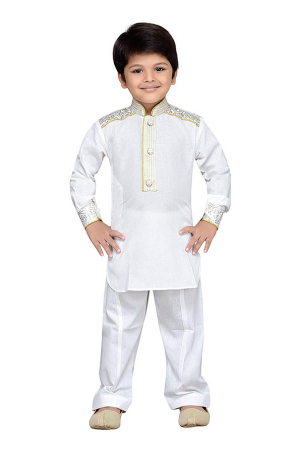 White Cotton Pathani Kurta Set