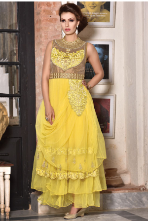 Luscious Lemon Yellow Readymade Gown