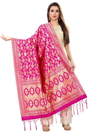 Rani Pink Banarasi Silk Dupatta