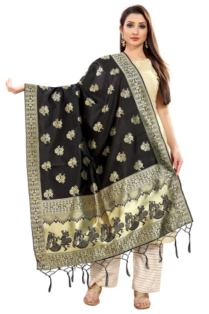 Black Banarasi Silk Dupatta