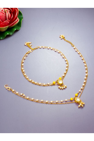 Gold Plated Studded Multicolor Anklets