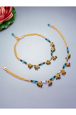 Gold Plated Studded Multicolor Anklets
