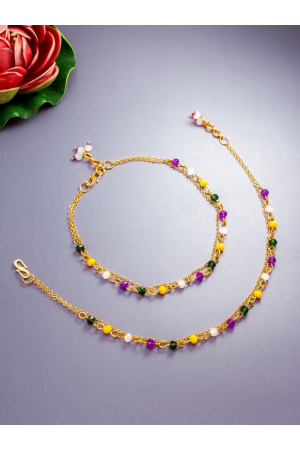 Multicolor Beads Studded Anklets