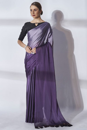 Amethyst and Mauve Ombre Effect Chiffon Saree