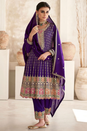 Amethyst Embroidered Chinnon Trouser Kameez