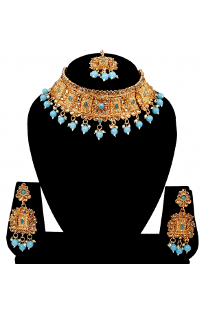 Antique Gold Plated Kundan Necklace Set