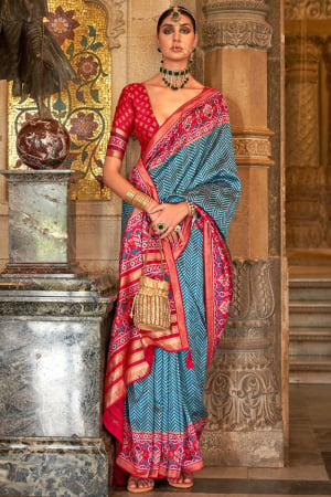 Azure Blue Banarasi Weaving Silk Saree for Ceremonial