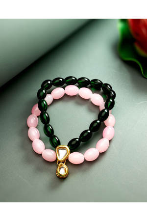 Pink and Green Beads Bracelet