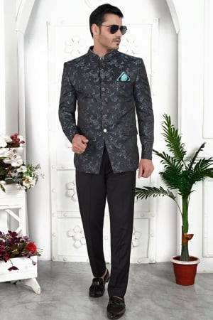 Black  Jacquard Silk Blazer