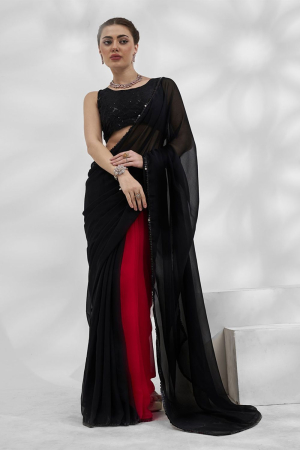 Black and Red Party Wear Saree
