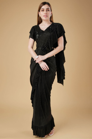 Black Embellished Ready to Wear Saree