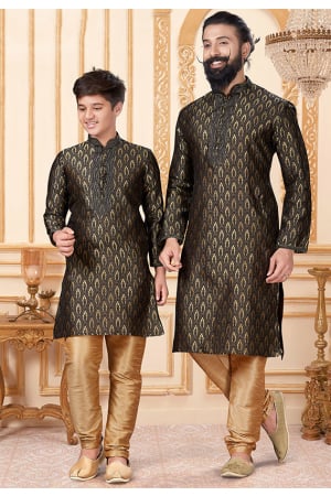 Black Father Son Kurta Set Combo