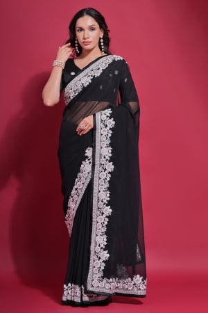 Black Georgette Party Wear Saree