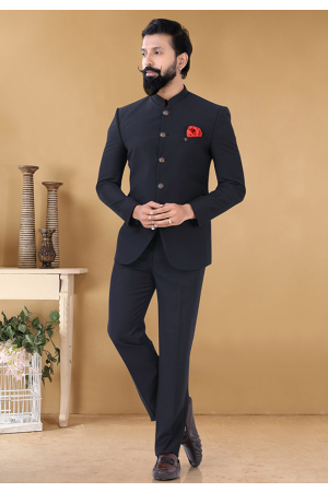 Black Heavy Designer Jodhpuri Suit