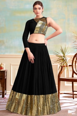 Black Heavy Designer Lehenga Choli Set