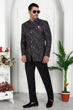 Black Jacquard Silk Blazer