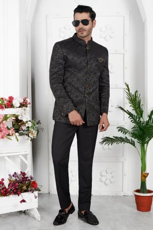 Black Jacquard Silk Blazer