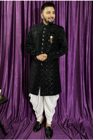 Black Mens Indo Western Outfit