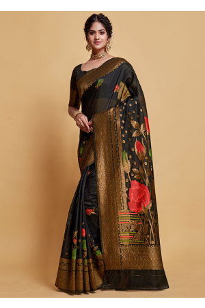 Black Modal Silk Saree