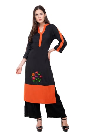 Black Rayon Plus Size Kurta