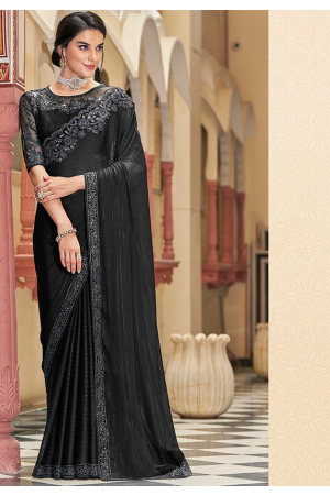 Black Saree with Designer Embroidered Blouse
