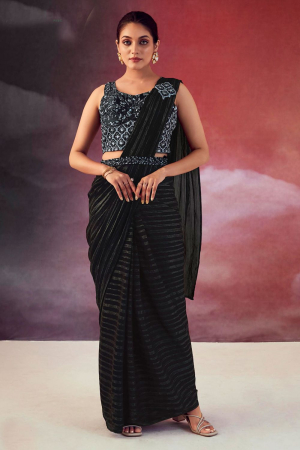 Black Silk Designer Ready to Wear Saree