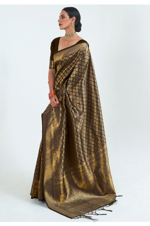Excellent Black Silk Woven Saree