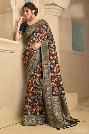 Black Silk Woven Saree