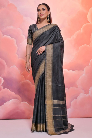 Black Zari Woven Cotton Saree