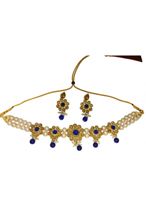 Blue and White Designer Necklace Set