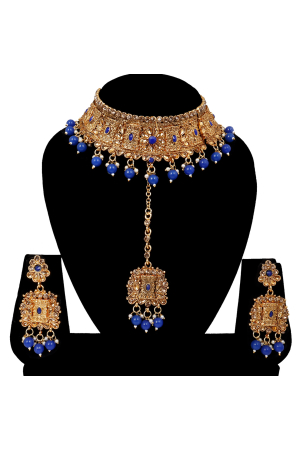 Blue Heavy Designer Necklace Set