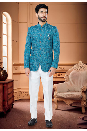 Blue Wedding Wear Jodupuri Suit