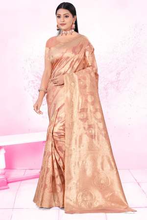 Blush Pink Cotton Woven Saree