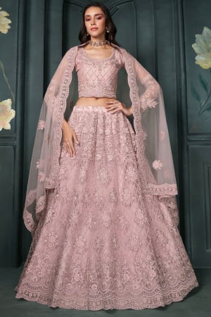 Blush Pink Embroidered Designer Bridal Lehenga Choli